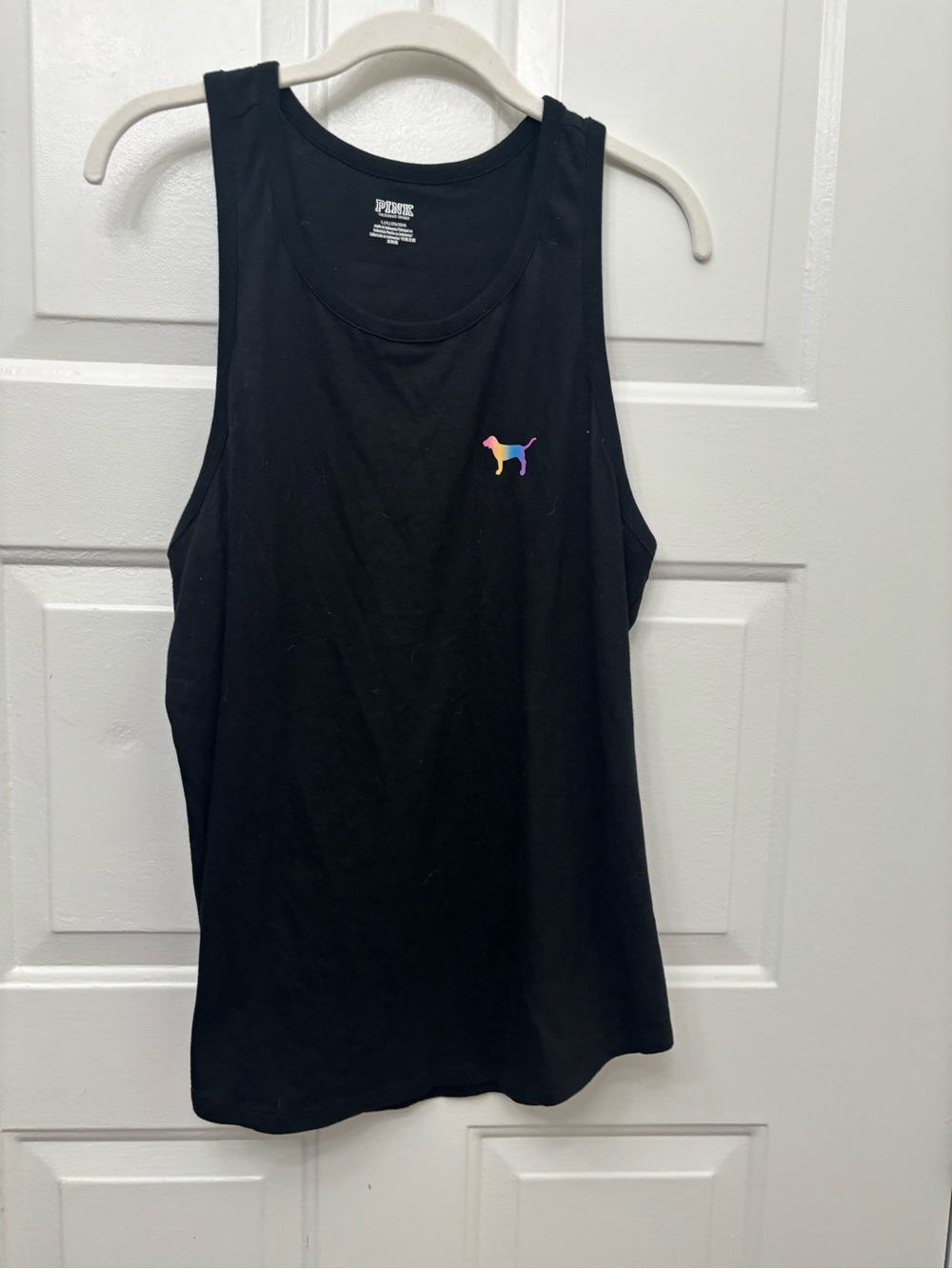 PINK Victoria's Secret Black Tank with Rainbow Dog Logo